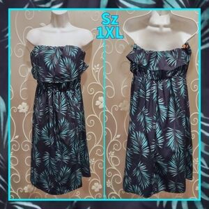 WOMENS STRAPLESS TROPICAL FLORAL DRESS SIZE 1X